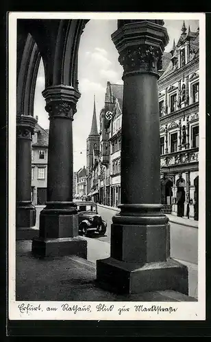 AK Erfurt, Blick vom Rathaus in die Marktstrasse