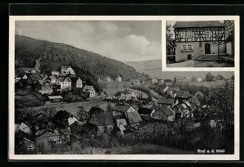 AK Rod a. d. Weil, Gasthaus zum Felsenkeller, Bes. Georg Hess, Ortsansicht