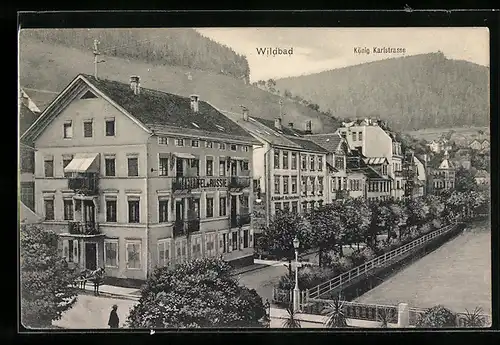 AK Wildbad, Hotel de Russie, König Karl-Strasse