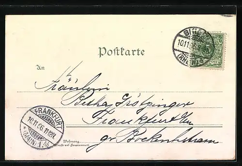 Lithographie Bingen, Mäusethurm, Ruine Ehrenfels, Rochuskapelle