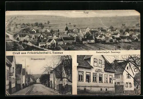 AK Friedrichsthal / Taunus, Gasthaus Zwermann, Strassenansicht, Totalansicht vom Ort