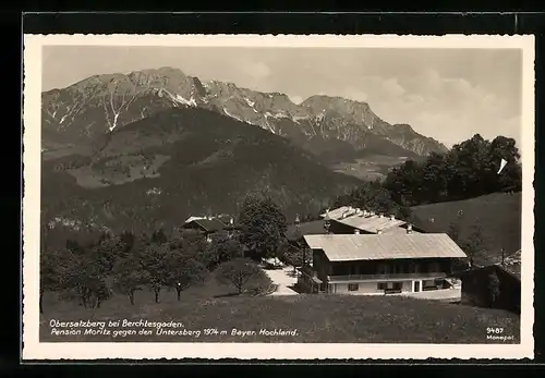 AK Berchtesgaden, Obersalzberg, Pension Moritz gegen den Untersberg