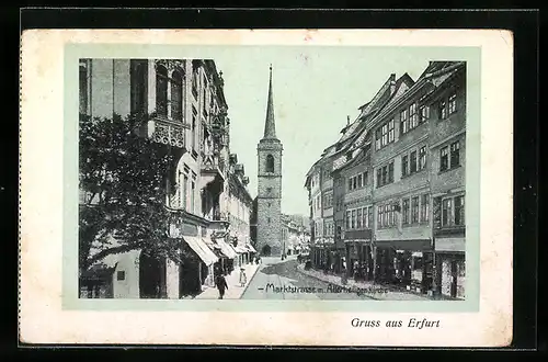 AK Erfurt, Marktstrasse mit Allerheiligen Kirche