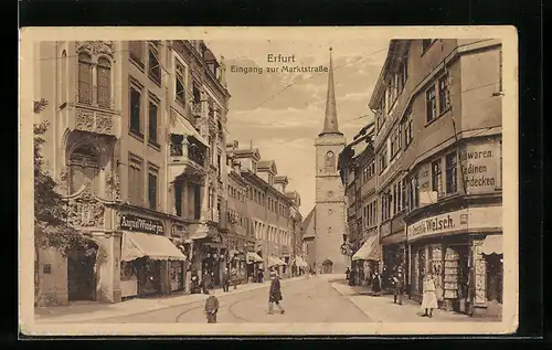 AK Erfurt, Eingang zur Marktstrasse mit Kirche