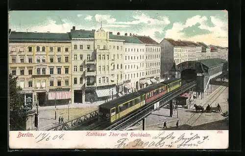 AK Berlin-Kreuzberg, Kottbusser Tor mit Hochbahn aus der Vogelschau