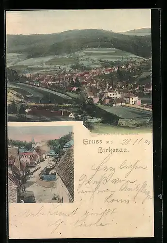 AK Birkenau, Gesamtansicht, Strassenpartie