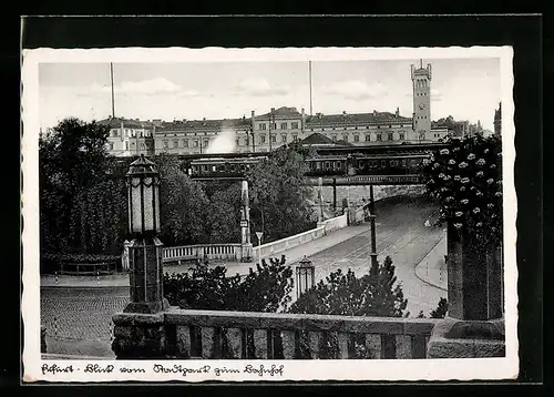 AK Erfurt, Blick vom Stadtpark zum Bahnhof