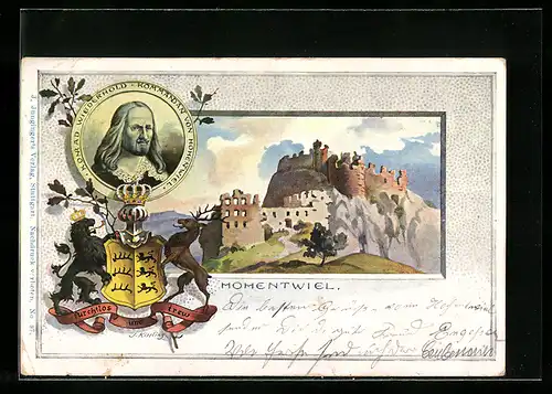 AK Hohentwiel, Burgruine, Portrait von Kommandant Konrad Wiederhold