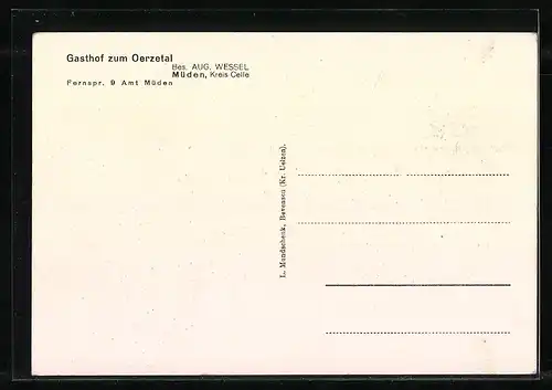 AK Müden, Gasthof zum Oerzetal
