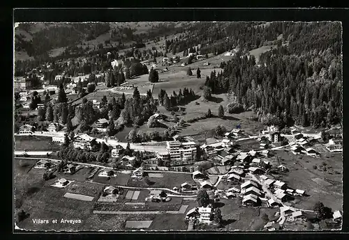 AK Villars, Totalansicht aus der Vogelschau, Arveyes