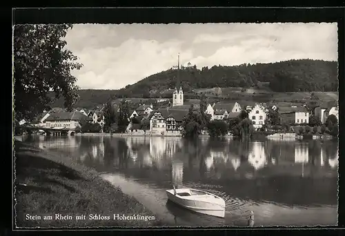 AK Stein a. Rhein, Flusspartie mit Schloss Hohenklingen