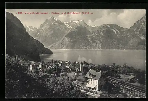 AK Sisikon, Anblick des Vierwaldstättersees und Urirotstock