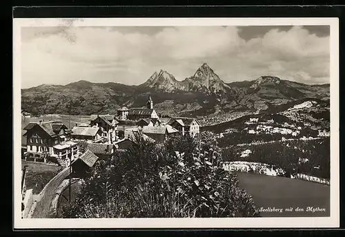 AK Seelisberg, Ortsansicht mit den Mythen
