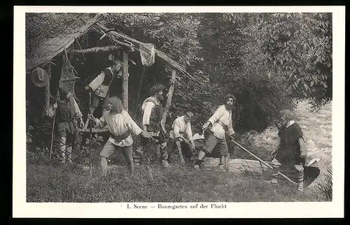 AK Interlaken, Tell-Freilicht-Spiele, 1. Scene, Baumgarten auf der Flucht