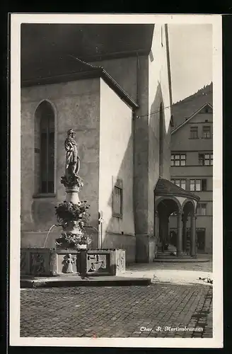 AK Chur, Strassenpartie am St. Martinsbrunnen