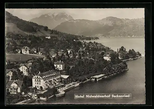 AK Beckenried, Blick über den Ort mit Hotel Nidwaldnerhof