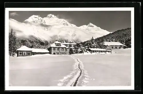 AK St. Moritz, Hotel-Restaurant Meierei im Winter