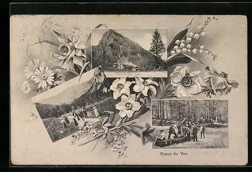 AK Creux du Van, Berg und Gebäude, Bootssausflug, Landpartie