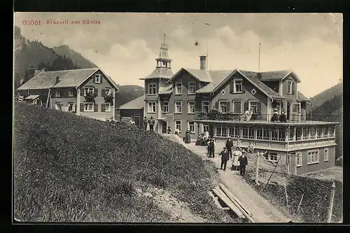 AK Urnäsch, Gasthaus Kräzerli am Säntis mit Terrasse