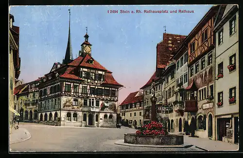AK Stein a. Rh., Rathausplatz und Rathaus