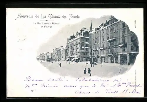 AK La Chaux-de-Fonds, La Rue Léopold Robert en Février