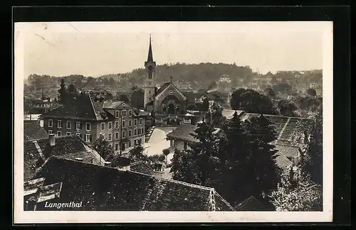 AK Langenthal, Ortsansicht mit Kirche