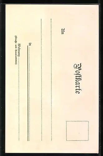 Künstler-AK Baden, Strassenpartie mit Stadtturm