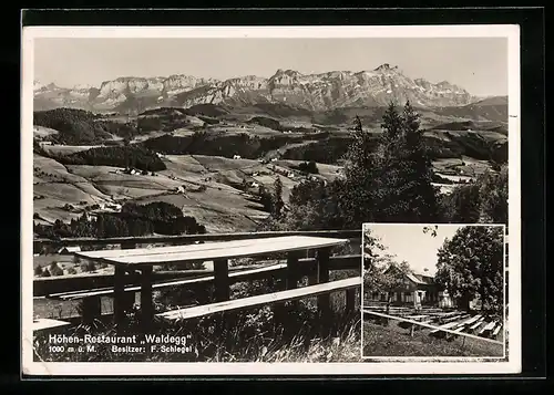 AK St. Gallen, Höhen-Restaurant Waldegg, Panorama