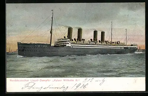 AK Passagierschiff, Dampfer Kaiser Wilhelm II. in den Hafen einlaufend