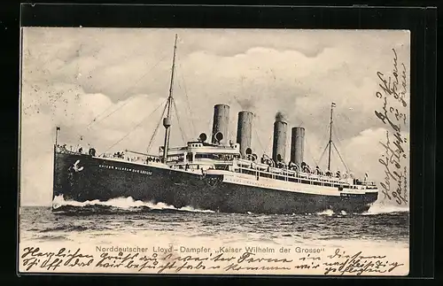 AK Dampfer Kaiser Wilhelm der Grosse, Passagierschiff