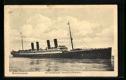 AK Bremerhaven, Schnelldampfer Kronprinz Wilhelm, Passagierschiff