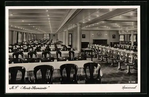 AK Passagierschiff MS Monte Sarmiento, Speisesaal