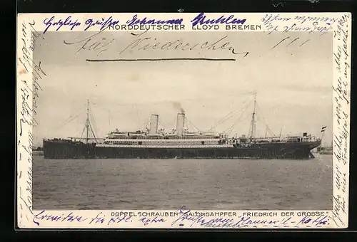 AK Passagierschiff Friedrich der Grosse, Norddeutscher Lloyd Bremen