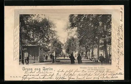 AK Berlin, Unter den Linden und Brandenburger Tor