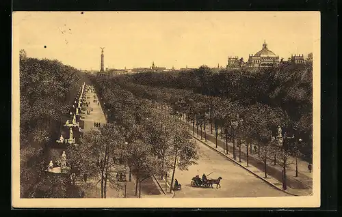 AK Berlin, Blick in die Siegesallee mit Siegessäule