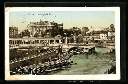 AK Berlin, Flusspartie mit Nationalgalerie