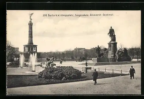 AK Berlin, Königsplatz, Siegessäule, Bismarck-Denkmal
