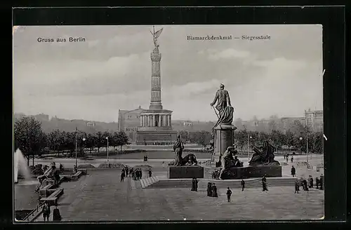 AK Berlin-Tiergarten, Bismarckdenkmal und Siegessäule