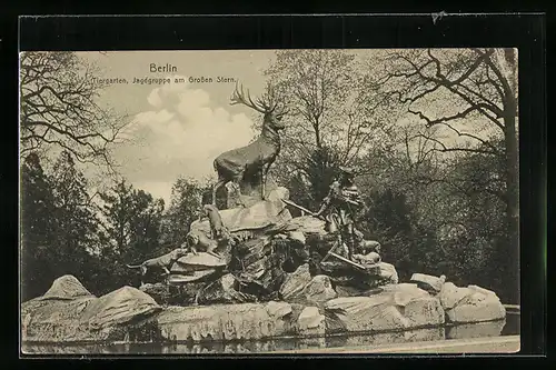 AK Berlin-Tiergarten, Jagdgruppe am Grossen Stern