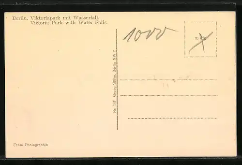 AK Berlin-Kreuzberg, Viktoriapark mit Wasserfall