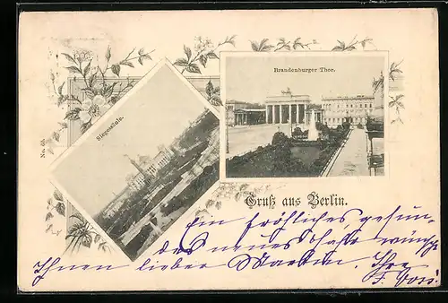 AK Berlin, Brandenburger Thor, Siegessäule