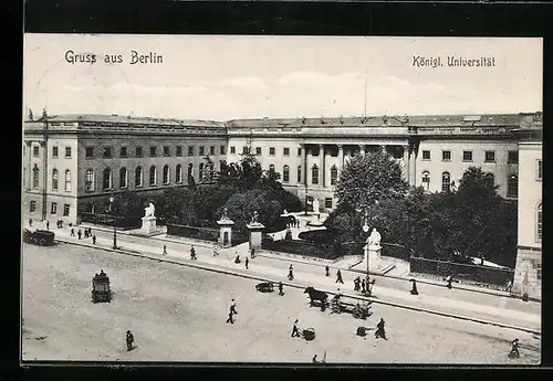 AK Berlin, Kgl. Universität mit Strasse aus der Vogelschau
