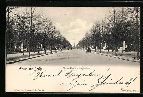 AK Berlin, Siegesallee mit Siegessäule