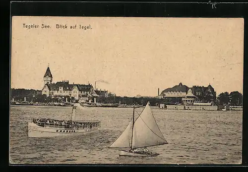 AK Berlin-Tegel, Dampfer auf dem Tegeler See