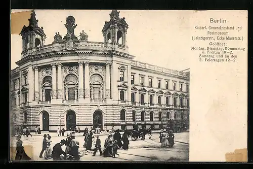 AK Berlin, Kaiserl. Generalpostamt und Postmuseum