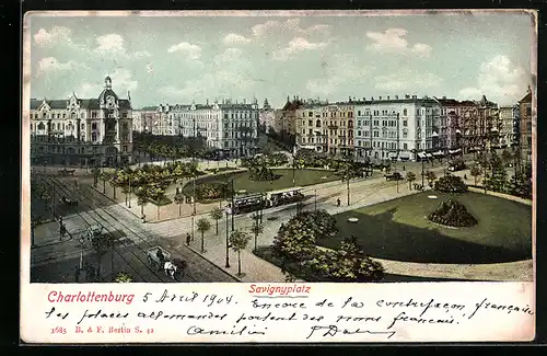 AK Charlottenburg, Strassenbahn am Savignyplatz