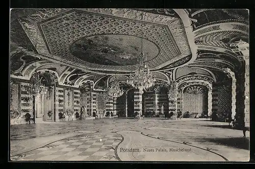 AK Potsdam, Muschelsaal im Neuen Palais