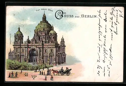 Lithographie Berlin, Blick auf den neuen Dom