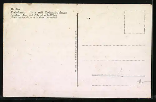 AK Berlin, Potsdamer Platz mit Columbushaus