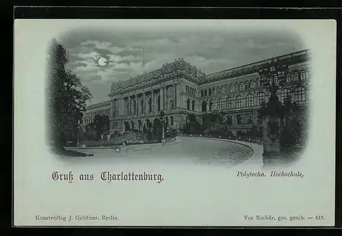 Mondschein-AK Berlin-Charlottenburg, Polytechn. Hochschule